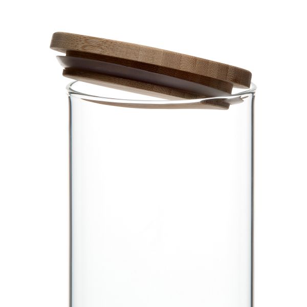 Storage jar with bamboo lid, glass, 1650 ml