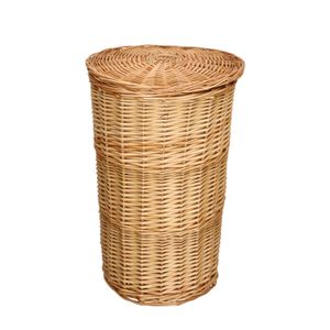 Laundry basket, round, willow, with lining, middle