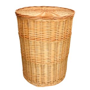Laundry basket, round, willow, with lining, large