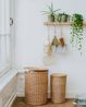 Laundry basket, round, willow, with lining, large