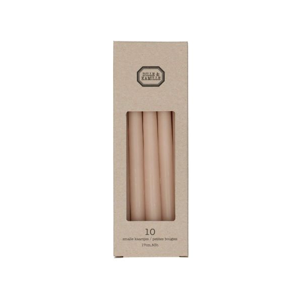 Kaarsjes, licht oud roze, 17 cm, 10 stuks