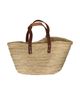 Panier de courses enfant, feuille de palmier, anses courtes en cuir