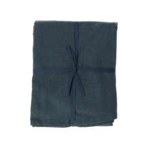 Round tablecloth, organic cotton, midnight blue blend, Ø 180 cm