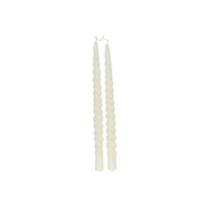 Dinner candle twisted, off-white, 29 cm, set of 2