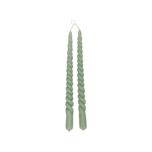 Dinerkaars gedraaid, celadon groen, 29 cm, set van 2