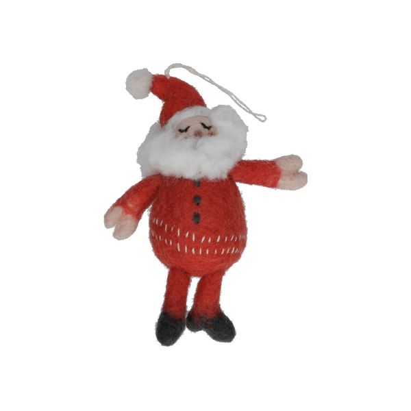 Suspension de Noël, père Noël chantant, feutrine, 14 cm	