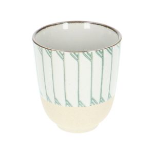 Beker, steengoed, groene streepjes