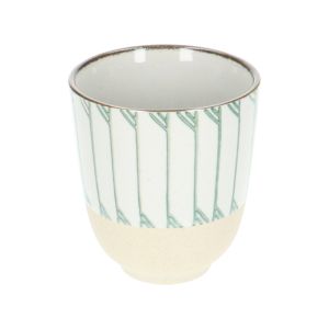 Mug, stoneware, green stripes