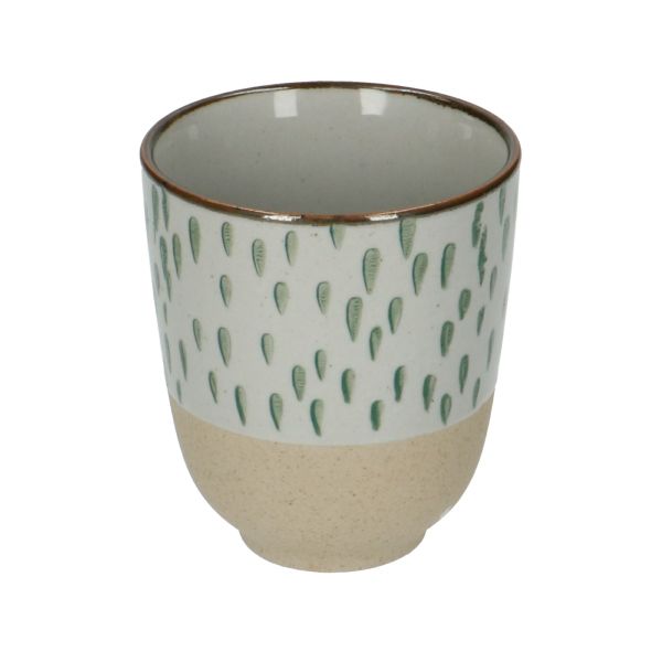 Beker, steengoed, groene druppels