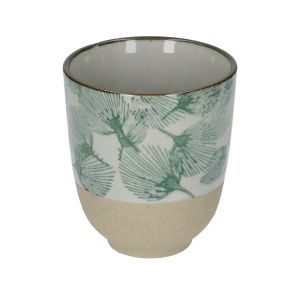 Beker, steengoed, groen blad