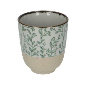 Beker, steengoed, groene takjes