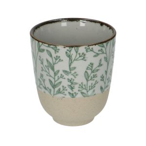 Mug, stoneware, green sprigs