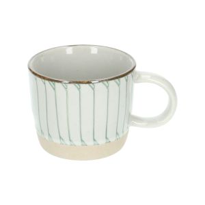 Cup with handle, stoneware, green stripe