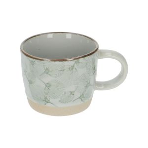 Tasse, Steingut, grüne Fächerblätter
