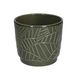 Pot de fleur, céramique, vert foncé à relief de feuilles de palmier, Ø 14 cm