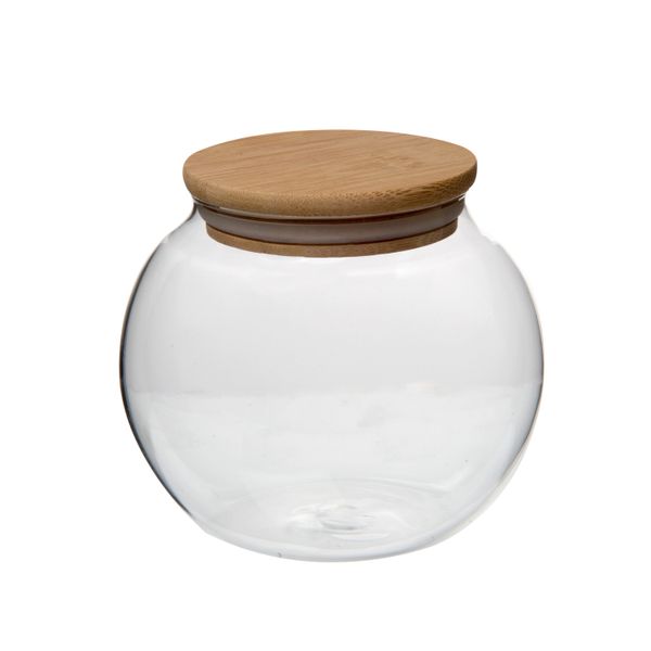 Candy jar, glass and bamboo, 790 ml