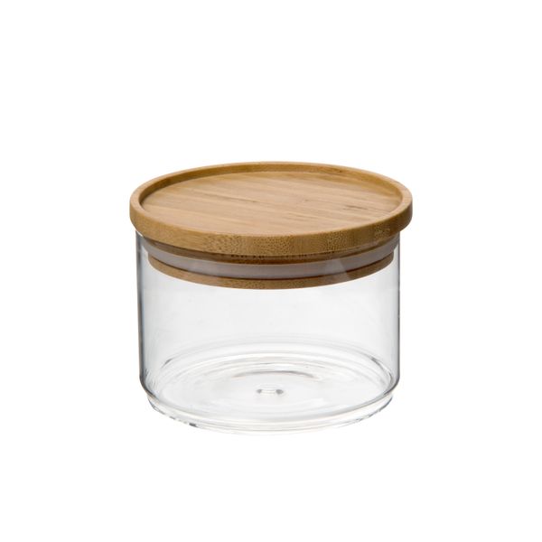 Stackable jar, glass and bamboo, 370 ml, Food storage