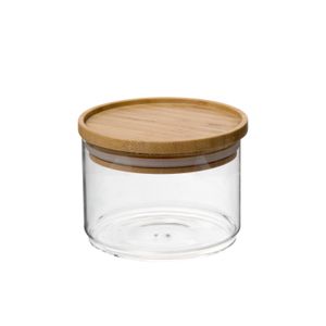 Stackable jar, glass and bamboo, 370 ml