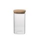 Storage jar square, glass and bamboo, 780 ml