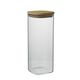 Storage jar square, glass and bamboo, 980 ml