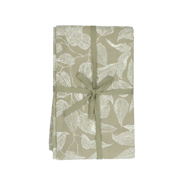 Nappe, coton bio, vert à motif de feuillage, 140 x 180 cm