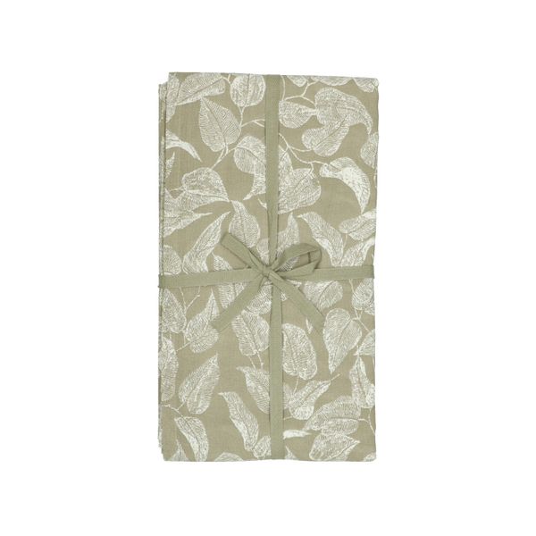 Nappe, coton bio, vert à motif de feuillage, 145 x 300 cm