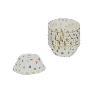 Moules à cupcake, papier, à motif de triangles sur fond blanc, petit