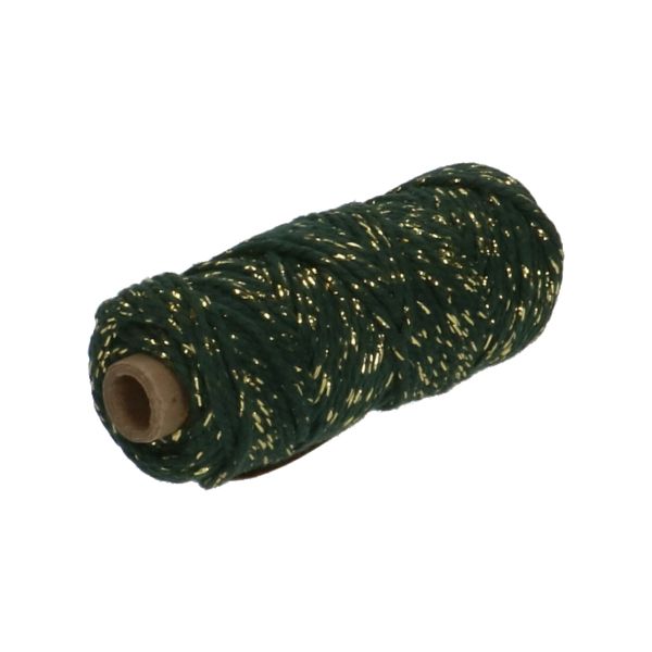 Koord met glitters, donkergroen, 25 meter, dik