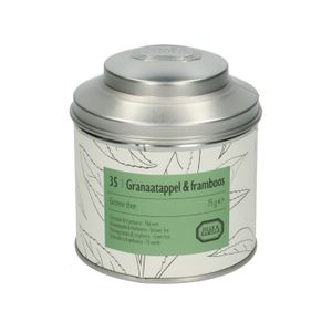 Granaatappel framboos, Groene thee, blik, 75 gram