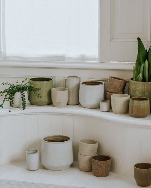 Flowerpot, earthenware, white, Ø 21 cm