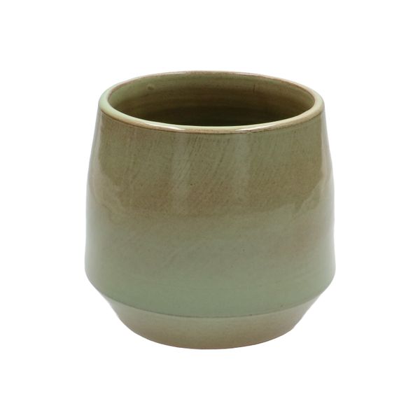 Bloempot, steengoed, groen,Ø 15 cm