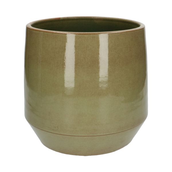 Bloempot, steengoed, groen,Ø 26 cm
