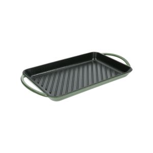 Grillpan, gietijzer, groen, 33 x 22 cm