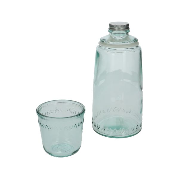 Fles met glas, recycled glas