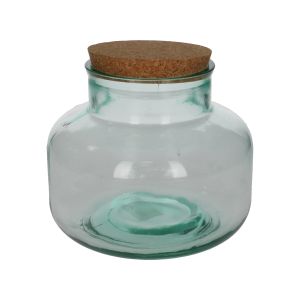 Storage jar with cork lid, recycled glass, 2.5 litres