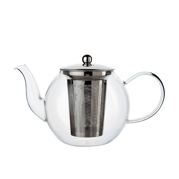 Image of Theepot met theezeefje, bol, glas, 1,2 l