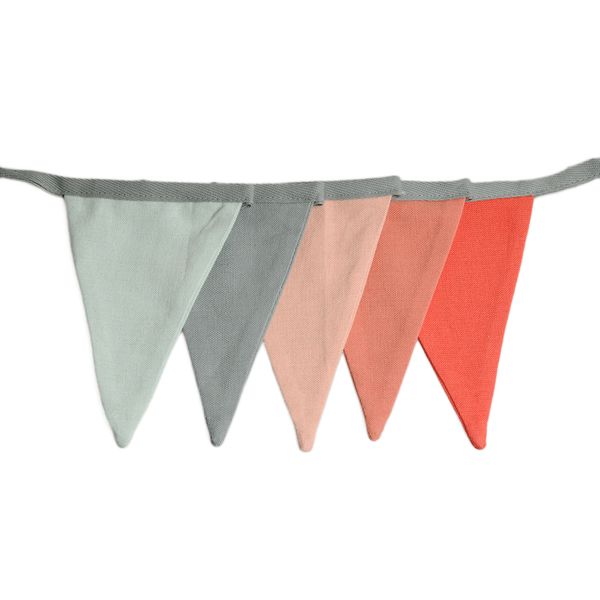 Flag bunting, organic cotton, pink/red, 6 metres