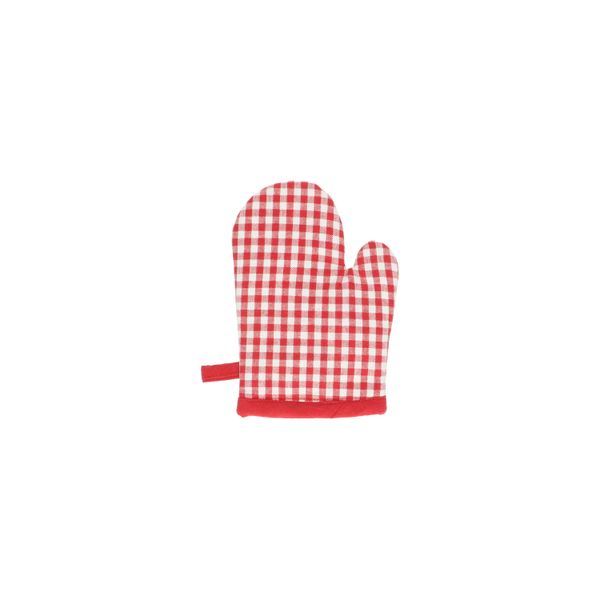 Kinderovenwant, bio-katoen, rood geruit, 3+