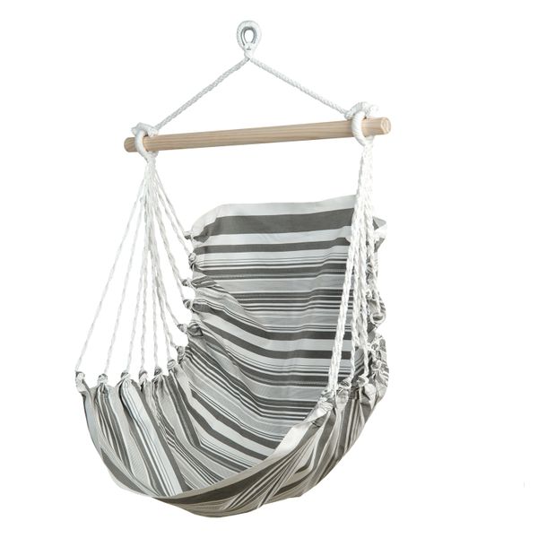 Chaise-hamac, coton, vert tendre, à rayures