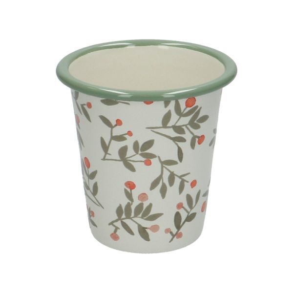 Beker, emaille, oranje bessen,  Ø 9 cm 