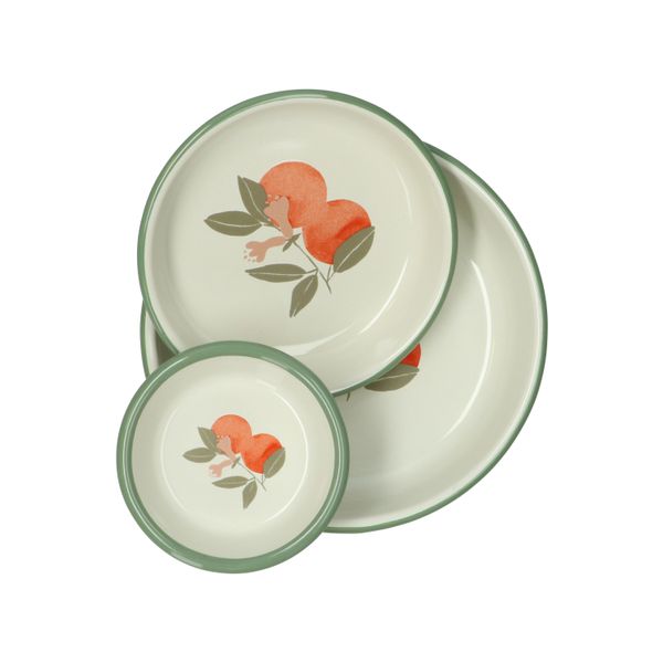 Diep bord, emaille, sinaasappels, Ø 15 cm