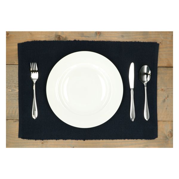 Placemat ribcord, GOTS organic cotton, indigo blue, 35 x 50 cm