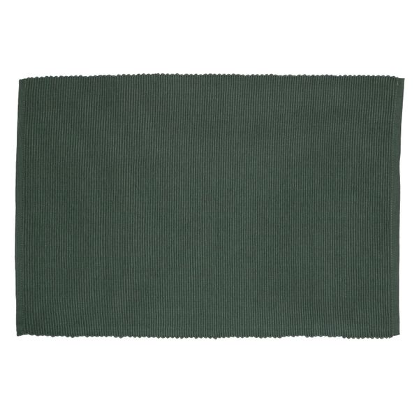 Placemat ribcord, GOTS organic cotton, dark green, 35 x 50 cm