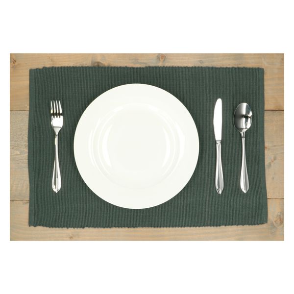 Placemat ribcord, GOTS organic cotton, dark green, 35 x 50 cm