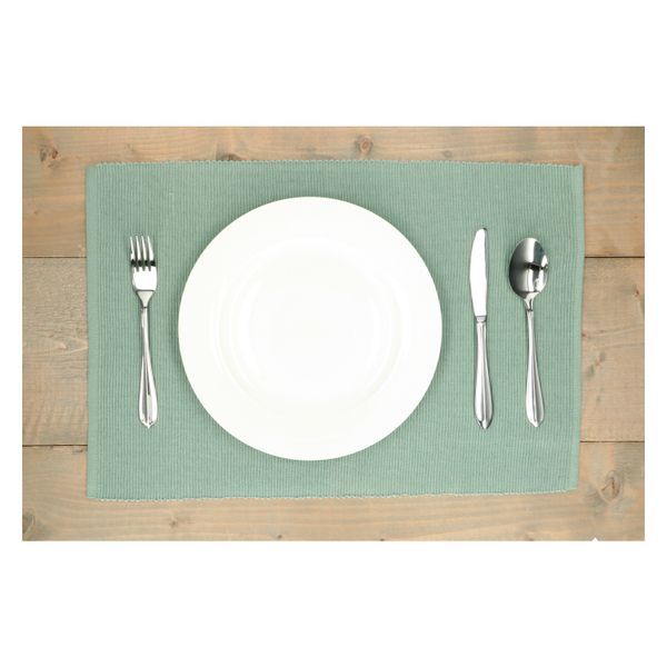 Placemat ribcord, GOTS organic cotton, green grey, 35 x 50 cm