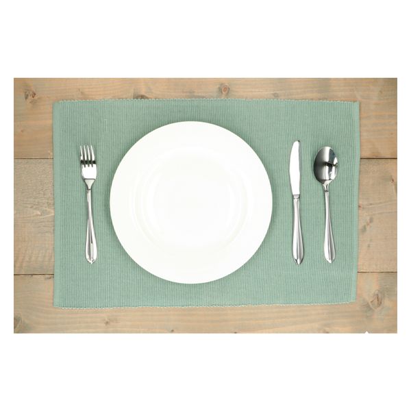 Set de table côtelé, coton bio GOTS, vert gris, 35 x 50 cm Set de table côtelé, coton bio GOTS, vert gris, 35 x 50 cm
