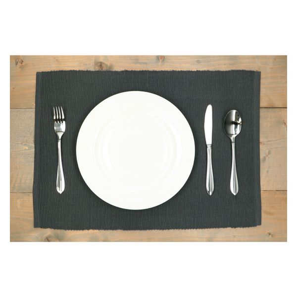 Placemat ribcord, GOTS organic cotton, dark grey, 35 x 50 cm