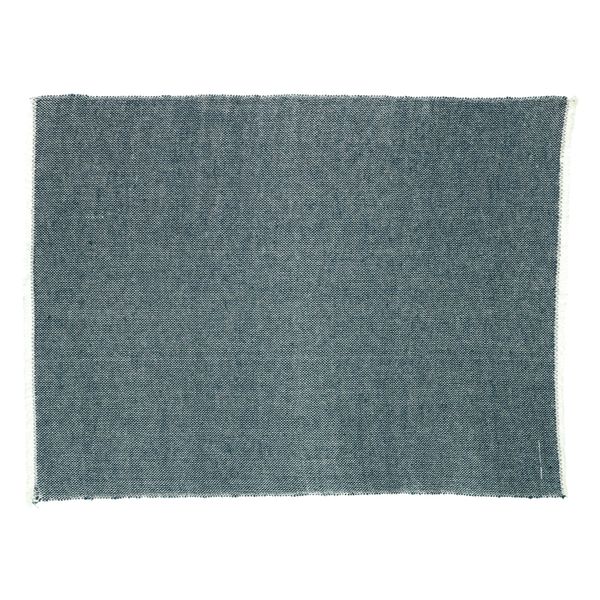 Placemat franjes, GOTS bio-katoen, blauw, 35 x 50 cm