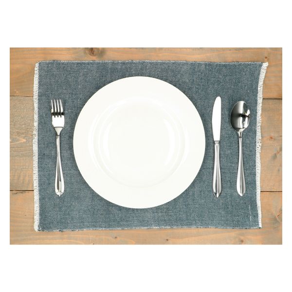 Placemat fringes, GOTS organic cotton, blue, 35 x 50 cm