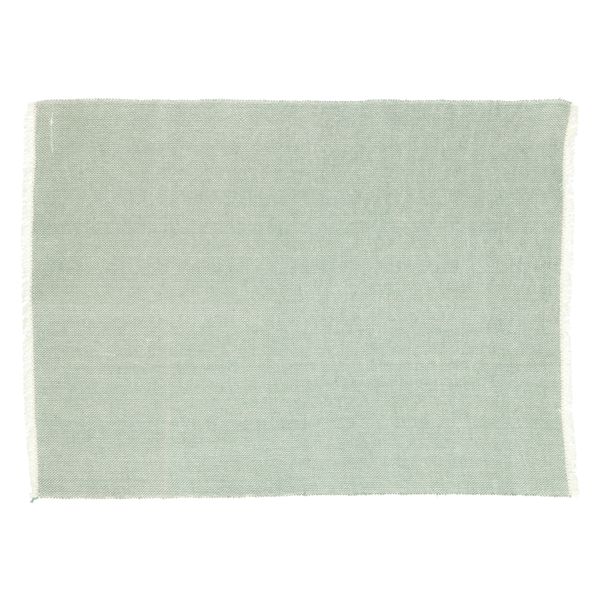 Placemat fringes, GOTS organic cotton, green grey, 35 x 50 cm